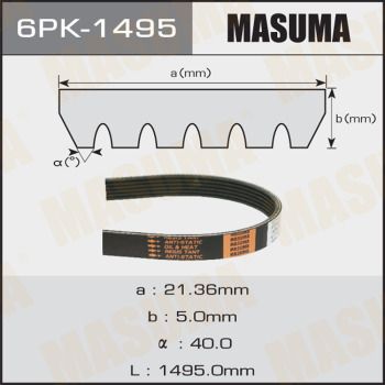 Ремінь приводний 6PK-1495 Masuma –  фото 1