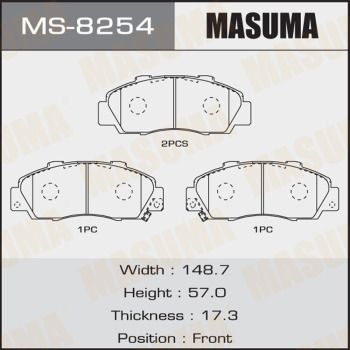 Купить MS-8254 Masuma Тормозные колодки  Prelude (2.2 16V, 2.2 i 16V Vtec) 