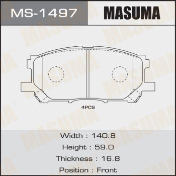 Купить MS-1497 Masuma Тормозные колодки  Highlander 3.3 Hybrid 4WD 