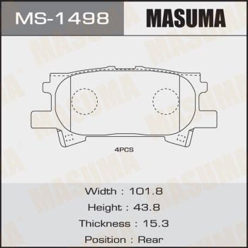 Купити MS-1498 Masuma Гальмівні колодки  Лексус РХ (3.0, 3.3, 3.5) 
