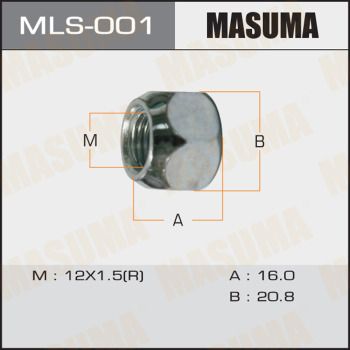Купити MLS001 Masuma - Шпильки ГАЙКИ Гайка 12x1.5 під ключ=21мм сквозная Toyota, Daihatsu, Lexus, MITSUBISHI, Honda MLS-001