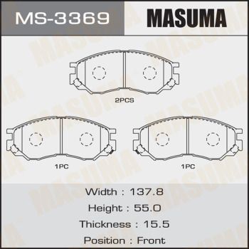 Купити MS-3369 Masuma Гальмівні колодки  L200 (2.0, 2.4 4WD, 2.5 TD 4WD) 