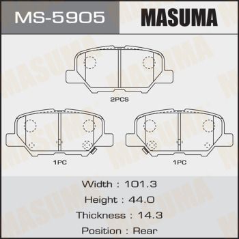 Купить MS-5905 Masuma Тормозные колодки  Митсубиси АСХ (1.6, 2.0 i, 2.0 i 4WD) 