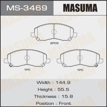 Купить MS-3469 Masuma Тормозные колодки  Mitsubishi ASX (1.6, 1.8, 2.0) 
