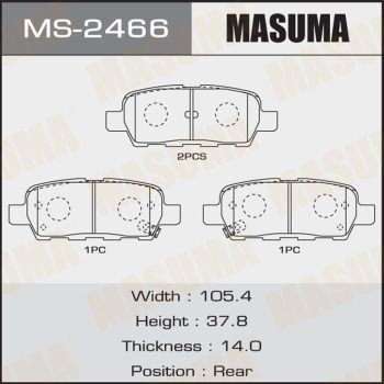 Купити MS-2466 Masuma Гальмівні колодки  Кашкай (1.5, 1.6, 2.0) 