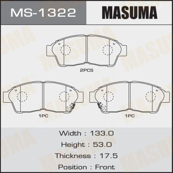 Купить MS-1322 Masuma Тормозные колодки  Camry 10 2.2 