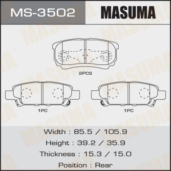 Купити MS-3502 Masuma Гальмівні колодки  Outlander 1 (2.0, 2.4) 