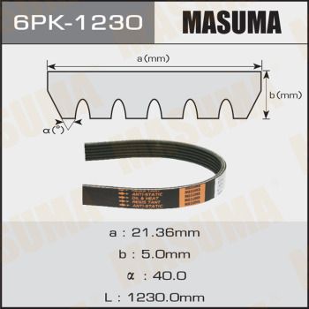 Купити 6PK-1230 Masuma Ремінь приводний  Ауріс (1.6, 1.6 VVTi, 1.8)