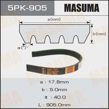 Ремень приводной 5PK-905 Masuma –  фото 1
