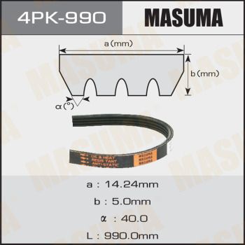 Купити 4PK-990 Masuma Ремінь приводний  Eclipse (2.0 i 16V, 2.0 i 16V 4WD)