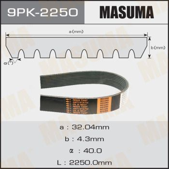 Ремень приводной 9PK-2250 Masuma –  фото 1