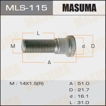 Купити MLS-115 Masuma Болт маточини Land Cruiser (100, 200) (4.2, 4.5, 4.6, 4.7)