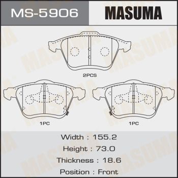 Купить MS-5906 Masuma Тормозные колодки  Mazda 6 (GG, GY) (2.3, 2.3 MPS Turbo) 
