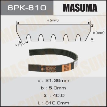 Ремінь приводний 6PK-810 Masuma –  фото 1