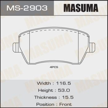 Купить MS-2903 Masuma Тормозные колодки  Микра (1.0, 1.2, 1.4, 1.5, 1.6) 