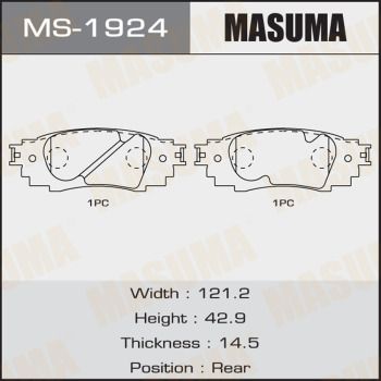 Купить MS-1924 Masuma Тормозные колодки  Тойота СХР (1.2, 1.2 4WD, 2.0) 