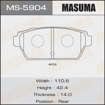 Купити MS-5904 Masuma Гальмівні колодки  Мазда 6 (ГГ, ГY) (2.3, 2.3 MPS Turbo) 
