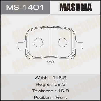 Купити MS-1401 Masuma Гальмівні колодки  Lexus ES 3.0 