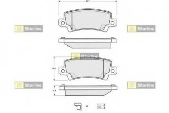 Купить BD S327 StarLine Тормозные колодки задние Voyager (2.4, 2.5, 2.8, 3.3, 3.8) с звуковым предупреждением износа
