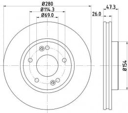 Купить 8DD 355 120-141 HELLA PAGID Тормозные диски Magentis (2.0, 2.4, 2.7)
