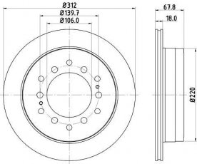 Купить 8DD 355 114-861 HELLA PAGID Тормозные диски Sequoia (4.7, 4.7 4WD)
