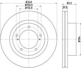 Купить 8DD 355 116-551 HELLA PAGID Тормозные диски Ленд Крузер 200 (4.0, 4.5, 4.6, 4.7, 5.7)