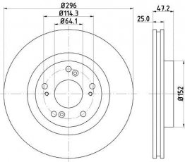 Купити 8DD 355 116-101 HELLA PAGID Гальмівні диски Аккорд (2.0 i, 2.2 i-DTEC, 2.4 i)