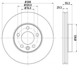 Купить 8DD 355 109-661 HELLA PAGID Тормозные диски Транспортер Т5 (1.9, 2.0, 2.5)
