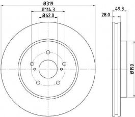 Купить 8DD 355 114-981 HELLA PAGID Тормозные диски Лексус РХ (3.0, 3.3, 3.5)