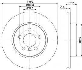 Купить 8DD 355 112-231 HELLA PAGID Тормозные диски БМВ Х3 Е83 (2.0, 2.5, 3.0)