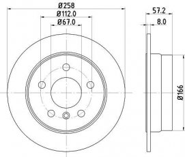 Купити 8DD 355 111-101 HELLA PAGID Гальмівні диски Б Класс W245 (1.5, 1.7, 2.0)