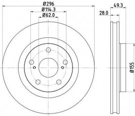 Купить 8DD 355 118-561 HELLA PAGID Тормозные диски Аурис (1.8 Hybrid, 3.5 4WD)