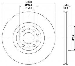 Купить 8DD 355 107-631 HELLA PAGID Тормозные диски Ауди А6 С5 (2.5, 2.7, 3.0, 3.7, 4.2)