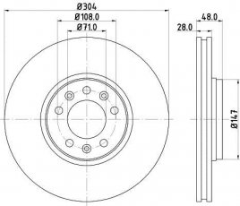 Купить 8DD 355 113-671 HELLA PAGID Тормозные диски Citroen C5 (2, 3) (1.6, 1.7, 2.0)
