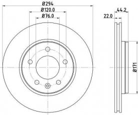 Купити 8DD 355 109-701 HELLA PAGID Гальмівні диски Мультівен (1.9, 2.0, 2.5, 3.2)