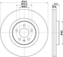 Купить 8DD 355 117-181 HELLA PAGID Тормозные диски Ауди Ку5 (2.0, 3.0, 3.2)