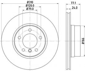 Купить 8DD 355 109-901 HELLA PAGID Тормозные диски BMW E60 (E60, E61) (2.0, 2.2, 2.5)