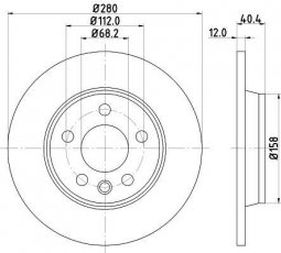 Купить 8DD 355 105-611 HELLA PAGID Тормозные диски Транспортер Т4 (1.9, 2.0, 2.4, 2.5, 2.8)