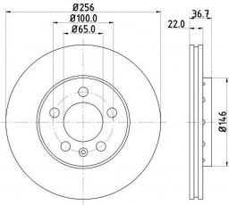 Купить 8DD 355 105-361 HELLA PAGID Тормозные диски Ауди А2 (1.4, 1.4 TDI, 1.6 FSI)
