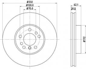 Купити 8DD 355 127-631 HELLA PAGID Гальмівні диски BMW X5 E53 (2.9, 3.0, 4.4)
