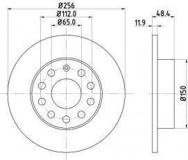 Купити 8DD 355 109-641 HELLA PAGID Гальмівні диски Caddy (1.2, 1.4, 1.6, 1.9, 2.0)