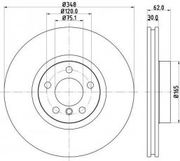 Купить 8DD 355 117-741 HELLA PAGID Тормозные диски БМВ Х5 (Е70, Ф15) (2.0, 2.9, 3.0, 4.8)