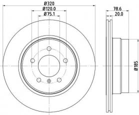 Купить 8DD 355 114-001 HELLA PAGID Тормозные диски BMW X5 (E70, F15) (2.0, 2.9, 3.0)