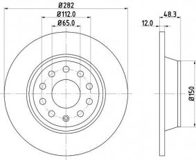 Купить 8DD 355 112-141 HELLA PAGID Тормозные диски Alhambra (1.4, 1.8, 2.0)