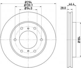 Купити 8DD 355 115-731 HELLA PAGID Гальмівні диски L200 (2.4, 2.5, 3.2, 3.5)