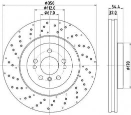 Купить 8DD 355 122-541 HELLA PAGID Тормозные диски M-Class W166 (2.1, 3.0, 3.5)