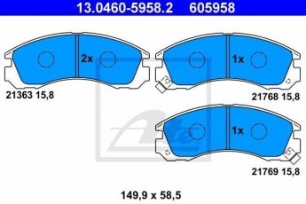 Купить 13.0460-5958.2 ATE Тормозные колодки передние Outlander (1, 2, 3) (2.0, 2.2, 2.3, 2.4, 3.0) с звуковым предупреждением износа