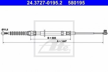 Купить 24.3727-0195.2 ATE Трос ручника Audi A3 RS3 quattro