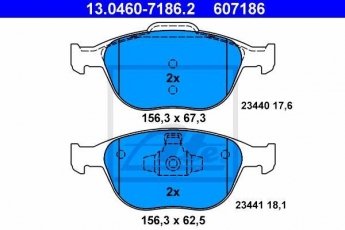Купить 13.0460-7186.2 ATE Тормозные колодки передние Торнео Коннект (1.8 16V, 1.8 TDCi) без датчика износа, не подготовленно для датчика износа