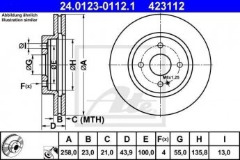 Купити 24.0123-0112.1 ATE Гальмівні диски Mazda 2 (1.3, 1.4, 1.5, 1.6)